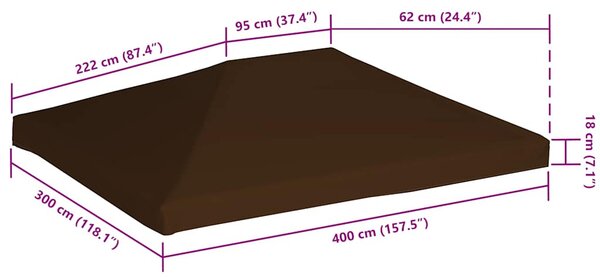 Barna pavilon tetőponyva 310 g/m² 3 x 4 m