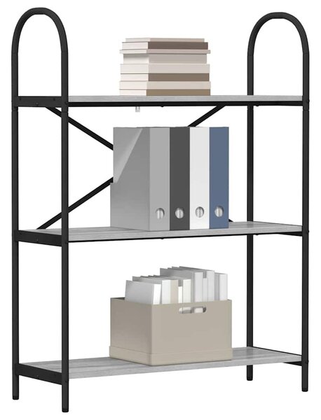 Könyvespolc 3 szintes 80 x 30 x 109 cm Szerelt fa Szürke Sonoma