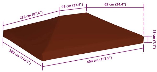 Terrakotta pavilon tetőponyva 310 g/m² 3 x 4 m