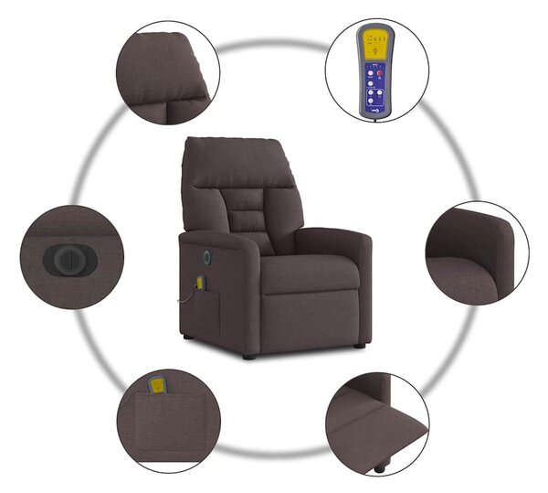 Sötétbarna szövet elektromos dönthető masszázsfotel