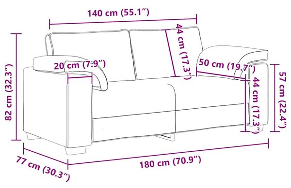 Kétszemélyes kanapé Fekete 180 cm szövet
