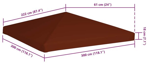 Terrakotta pavilon tetőponyva 310 g/m² 3 x 3 m