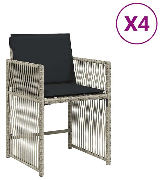 4 db világosszürke polyrattan kerti szék párnával