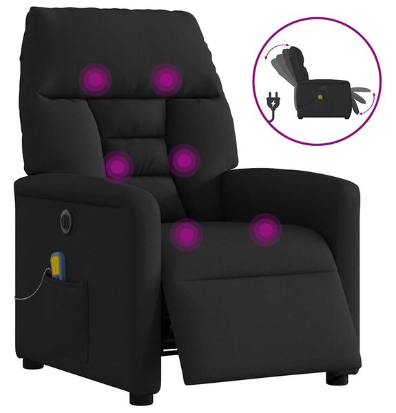 Fekete szövet elektromos dönthető masszázsfotel