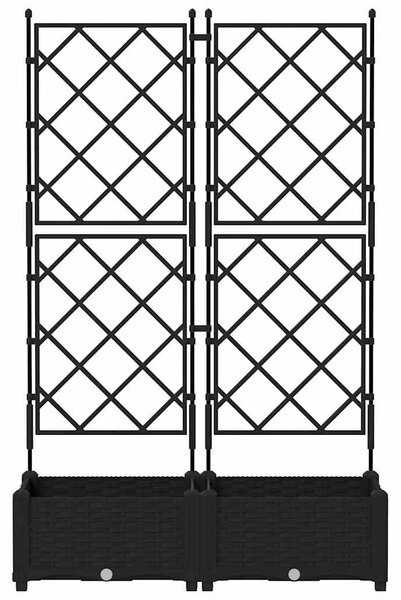 Kerti cserép 2 db Fekete 80 x 40 x 125,5 cm PP