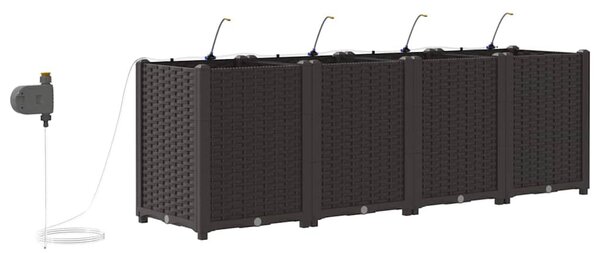 VidaXL Kerti cserép 4 pcs Barna 160 x 40 x 52 cm Műanyag