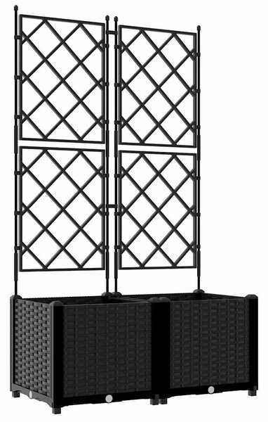 Kertész cserép rácsos változattal 2 pcs Fekete 80 x 40 x 143 cm