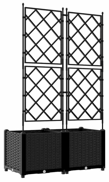 Kertész cserép rácsos változattal 2 pcs Fekete 80 x 40 x 143 cm