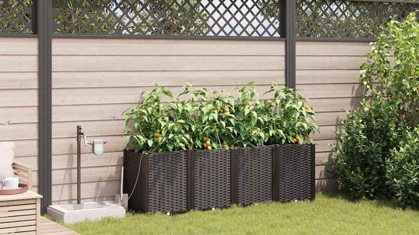 VidaXL Kerti cserép 4 pcs Barna 160 x 40 x 52 cm Műanyag