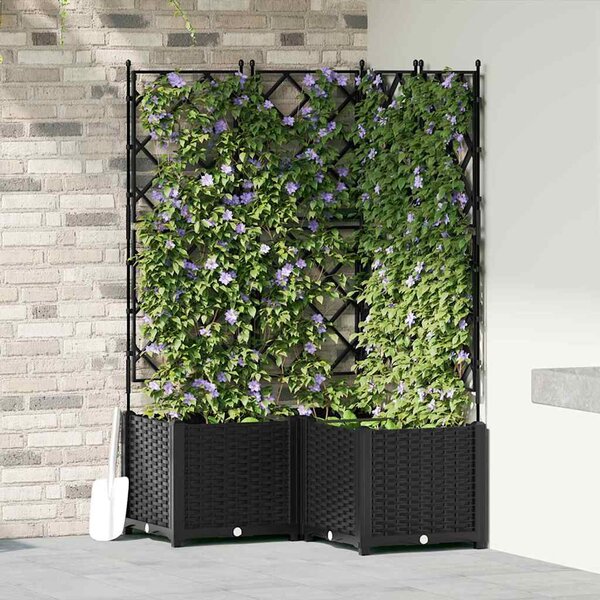 Kerti cserép 3 db Fekete 80 x 80 x 143 cm PP