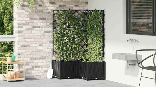 Kerti cserép 3 db Fekete 80 x 80 x 143 cm PP