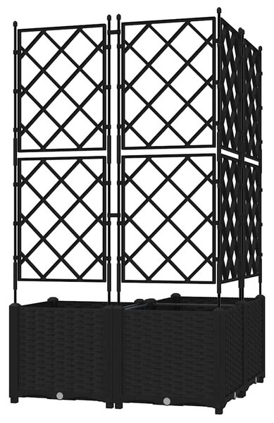 Kerti cserép 3 db Fekete 80 x 80 x 143 cm PP