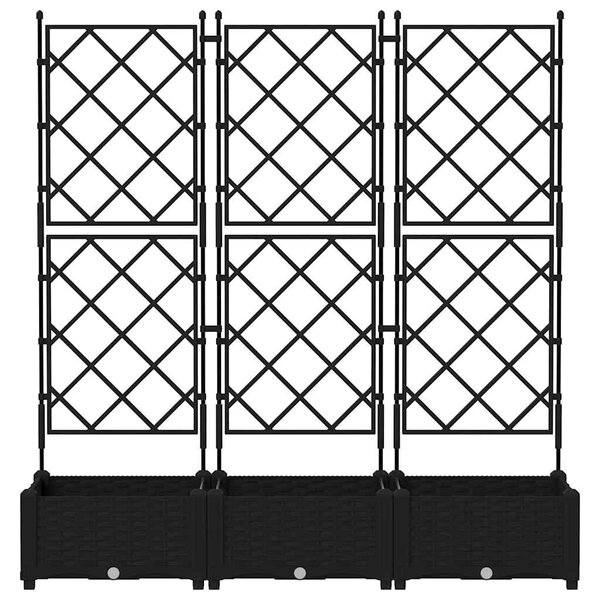 Kerti cserép 3 db Fekete 120 x 40 x 125,5 cm PP