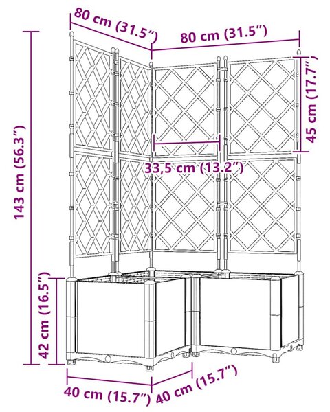 Kerti cserép 3 pcs Világosszürke 80 x 80 x 143 cm Acél