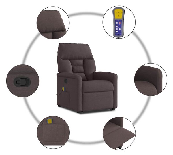 Sötétbarna szövet dönthető masszázs- és állófotel