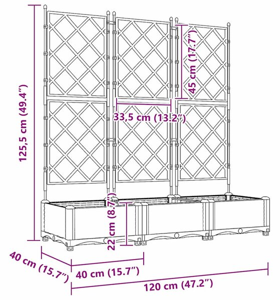 Kertész cserép rácsos változattal 3 pcs Fehér