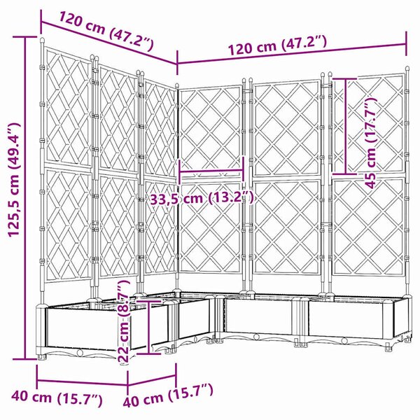 Kertész cserép rácsos változattal 5 pcs Fekete