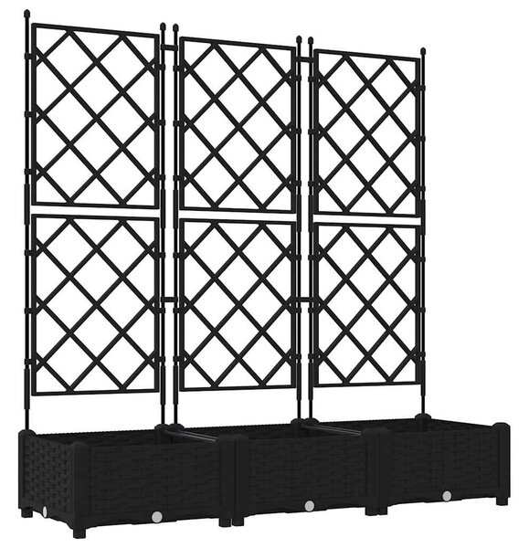 Kerti cserép 3 db Fekete 120 x 40 x 125,5 cm PP
