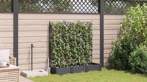 Kerti cserép 3 db Fekete 120 x 40 x 125,5 cm PP