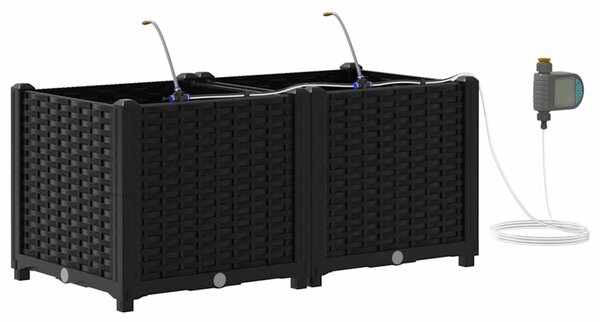 Kerti ültetők Fekete 80 x 40 x 37.5 cm Acél