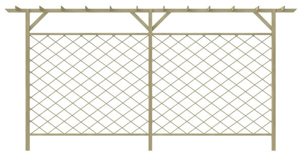 Kerti rácsos fakerítés pergola tetővel