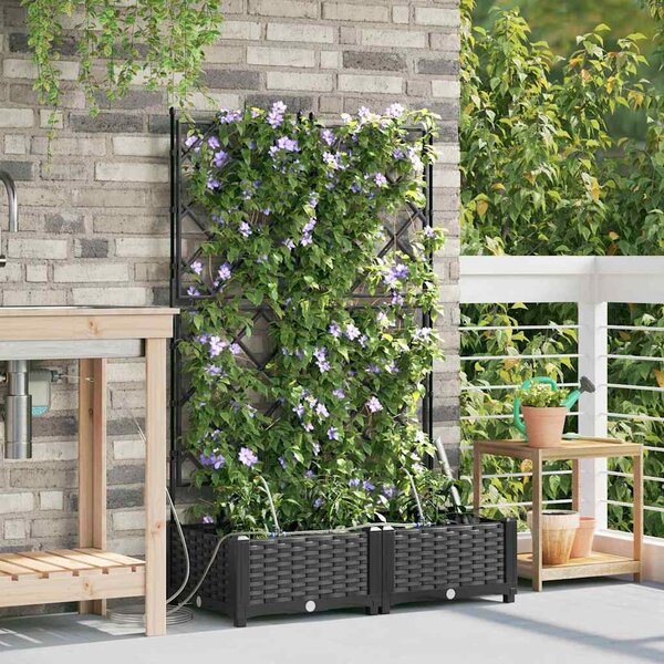 VidaXL Kerti cserép 2 pcs Fekete 80 x 40 x 126 cm Műanyag
