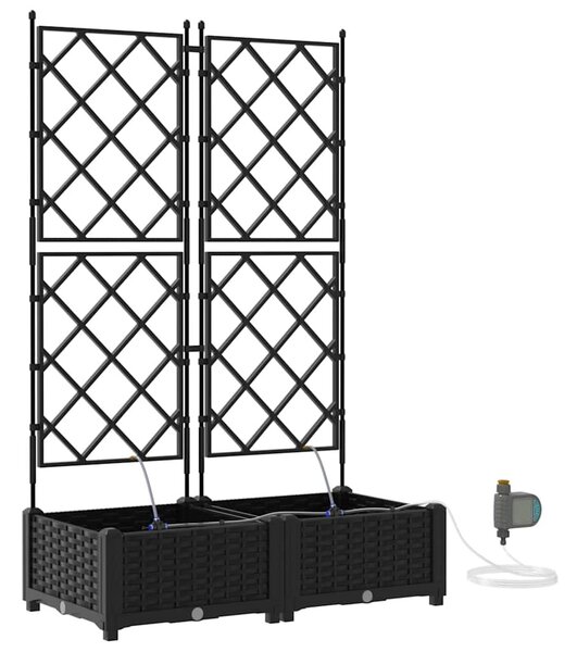 VidaXL Kerti cserép 2 pcs Fekete 80 x 40 x 126 cm Műanyag