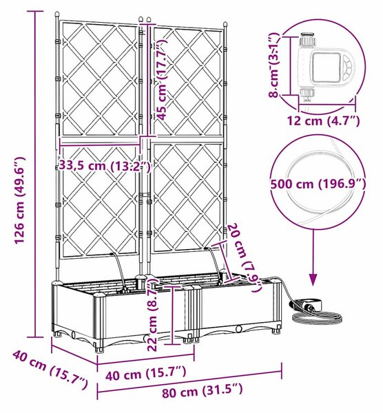 VidaXL Kerti cserép 2 pcs Fehér 80 x 40 x 126 cm Műanyag