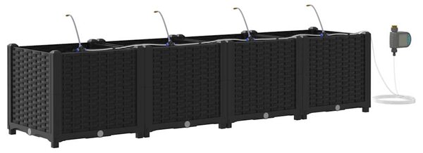 Kerti cserép 4 db Fekete 160 x 40 x 37,5 cm PP