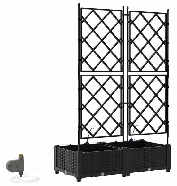 VidaXL Kerti cserép 2 pcs Fekete 80 x 40 x 126 cm Műanyag