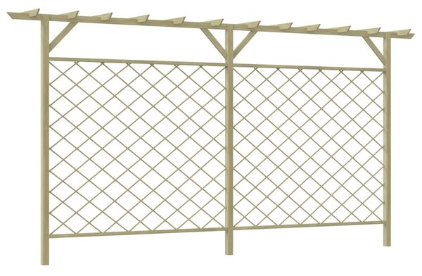 Kerti rácsos fakerítés pergola tetővel