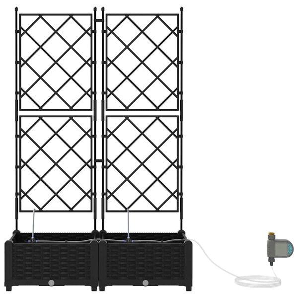 VidaXL Kerti cserép 2 pcs Fekete 80 x 40 x 126 cm Műanyag