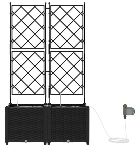 VidaXL Kerti cserép 2 pcs Fekete 80 x 40 x 142 cm Műanyag