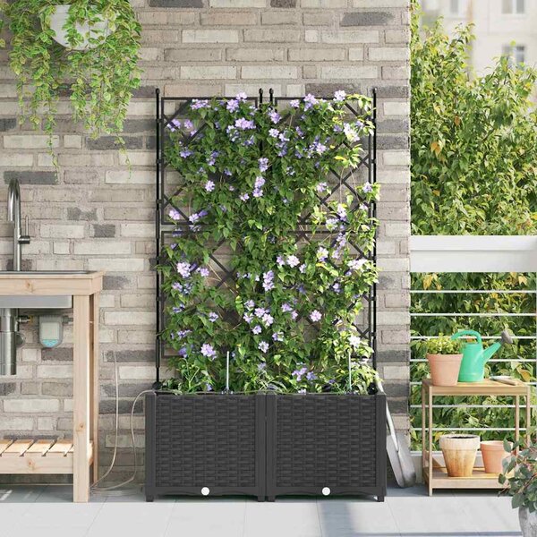 VidaXL Kerti cserép 2 pcs Fekete 80 x 40 x 142 cm Műanyag