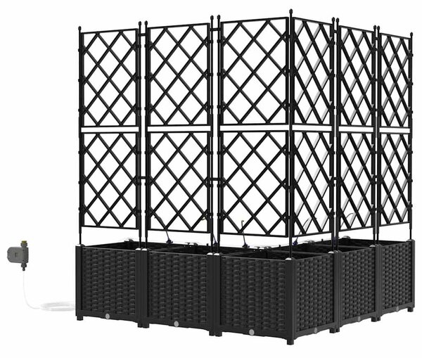 VidaXL Kerti cserép 5 pcs Fekete 120 x 120 x 142 cm Műanyag