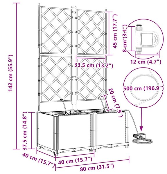 VidaXL Kerti cserép 2 pcs Barna 80 x 40 x 142 cm Műanyag