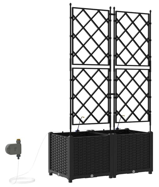 VidaXL Kerti cserép 2 pcs Fekete 80 x 40 x 142 cm Műanyag