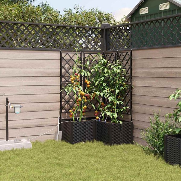 VidaXL Kerti cserép 3 pcs Fekete 80 x 80 x 142 cm Műanyag