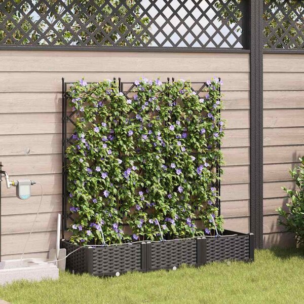 Kerti cserép 3 db Fekete 120 x 40 x 126 cm PP