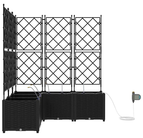 VidaXL Kerti cserép 5 pcs Fekete 120 x 120 x 142 cm Műanyag