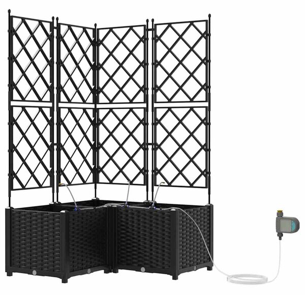 VidaXL Kerti cserép 3 pcs Fekete 80 x 80 x 142 cm Műanyag