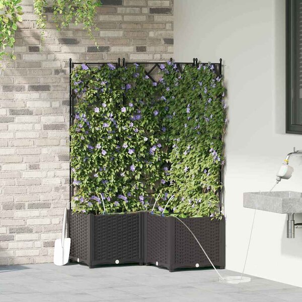 VidaXL Kerti cserép 3 pcs Fekete 80 x 80 x 142 cm Műanyag