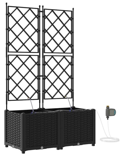 VidaXL Kerti cserép 2 pcs Fekete 80 x 40 x 142 cm Műanyag