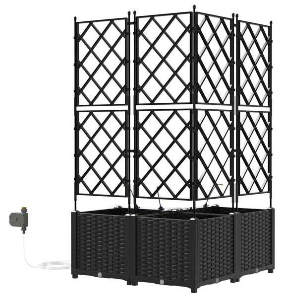 VidaXL Kerti cserép 3 pcs Fekete 80 x 80 x 142 cm Műanyag