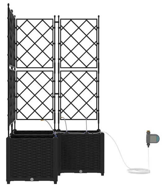 VidaXL Kerti cserép 3 pcs Fekete 80 x 80 x 142 cm Műanyag