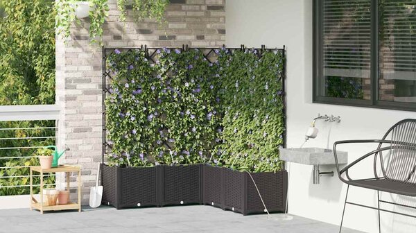 VidaXL Kerti cserép 5 pcs Fekete 120 x 120 x 142 cm Műanyag