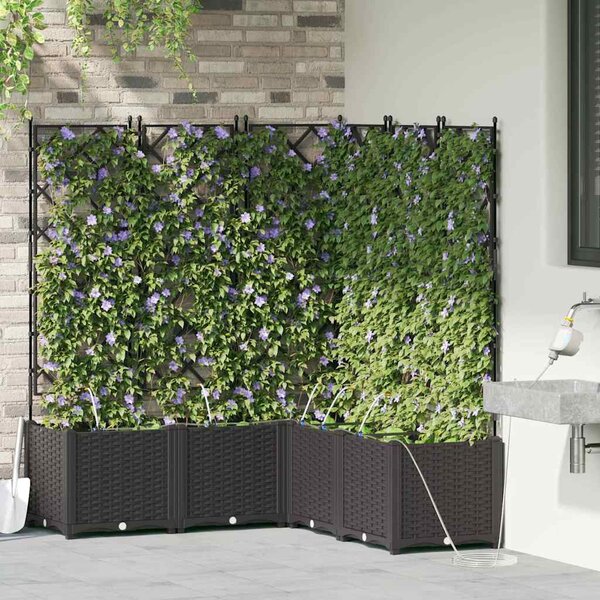 VidaXL Kerti cserép 5 pcs Fekete 120 x 120 x 142 cm Műanyag