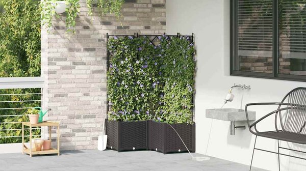 VidaXL Kerti cserép 3 pcs Fekete 80 x 80 x 142 cm Műanyag