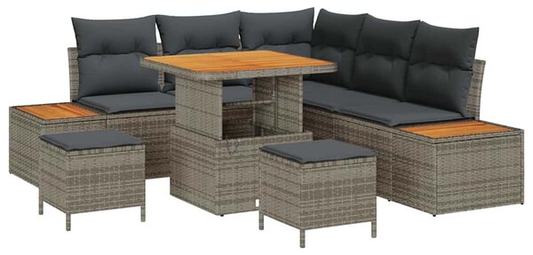 Kerti Kanapé Szett párnával tárolóval 8 pcs Szürke Poli rattan