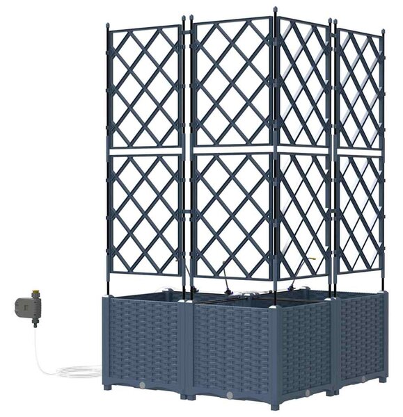 VidaXL Kerti cserép 3 pcs Szürke 80 x 80 x 142 cm Műanyag